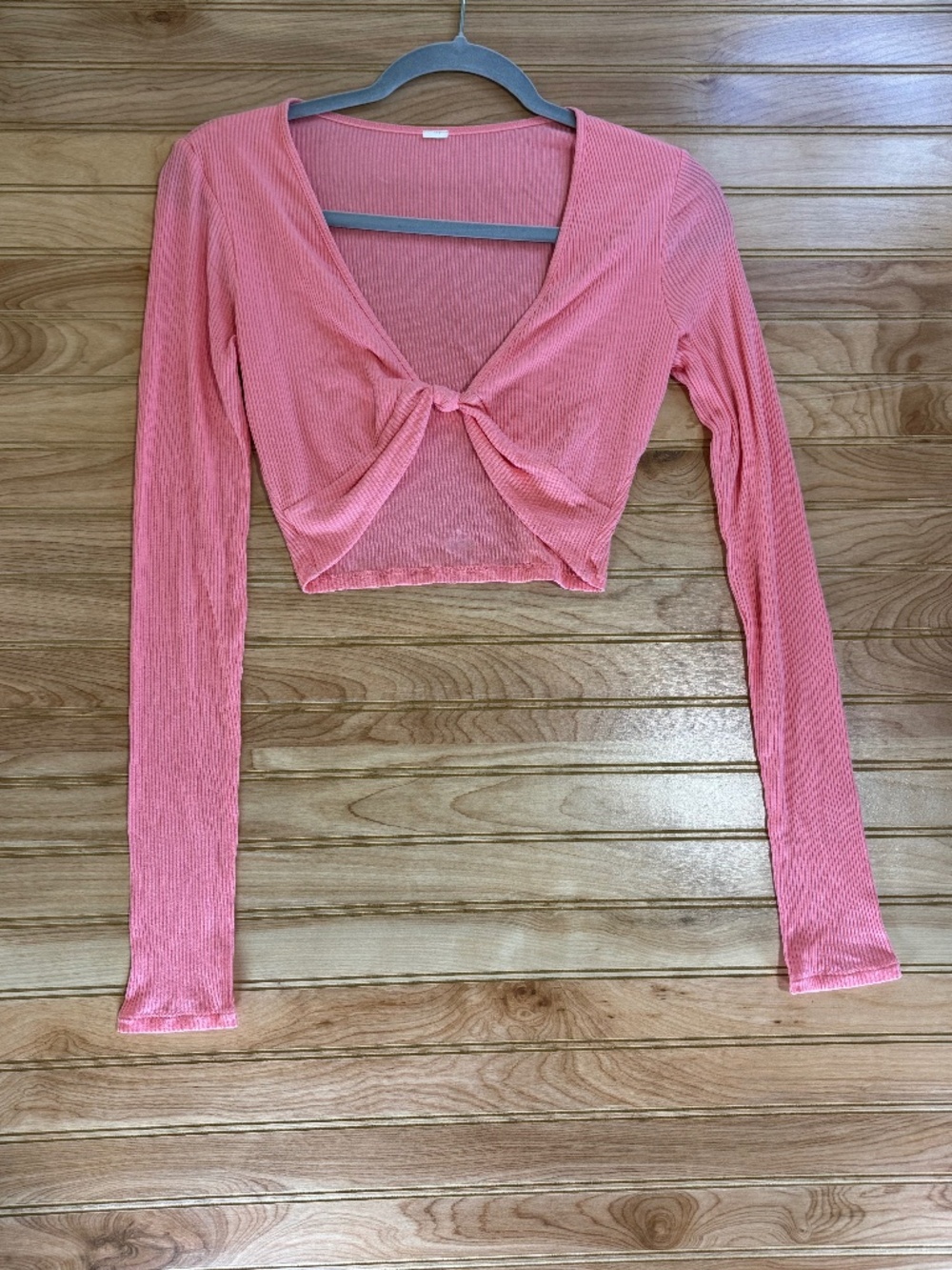 Alo Pink Ribbed Knotted Top - Small